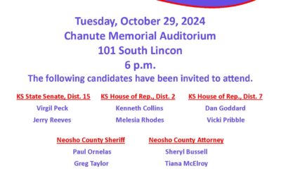 General Candidate Forum sponsored by Chanute Area Chamber of Commerce & Office of Tourism