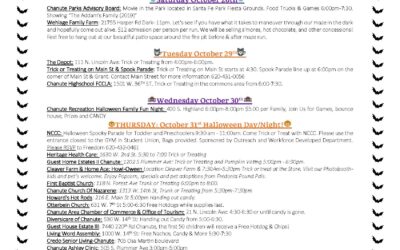 Chanute Trick or Treating and Halloween events flyer