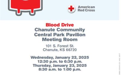 Blood Drive Chanute Community Central Park Pavilion – 101 S. Forest;